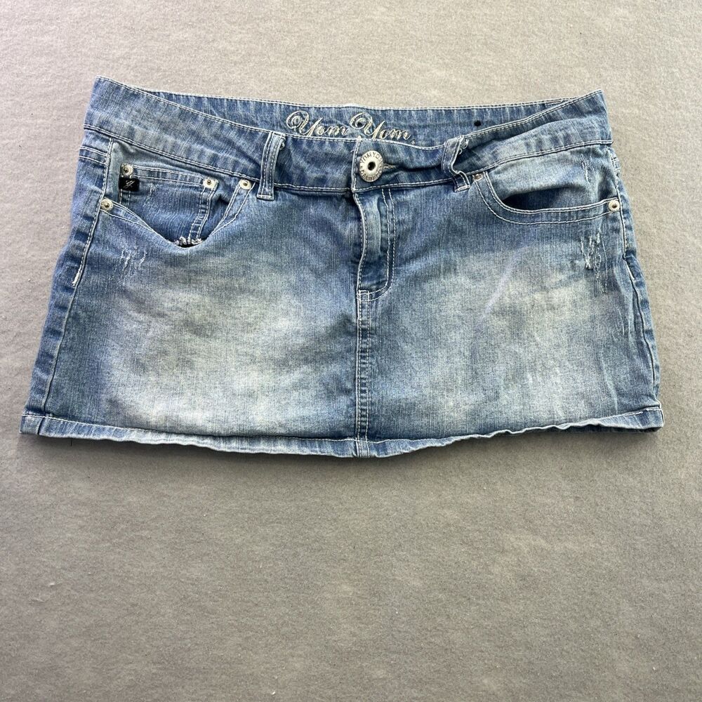 Yom Yom Womens Denim Miniskirts Size 11 30W Light Wash